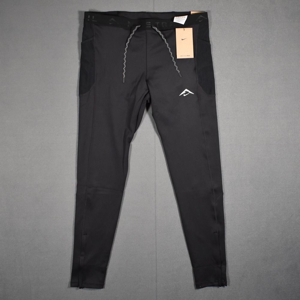 Nike Lunar Ray Mens Dri-FIT ADV Running Tights Large Black White Nike Trail